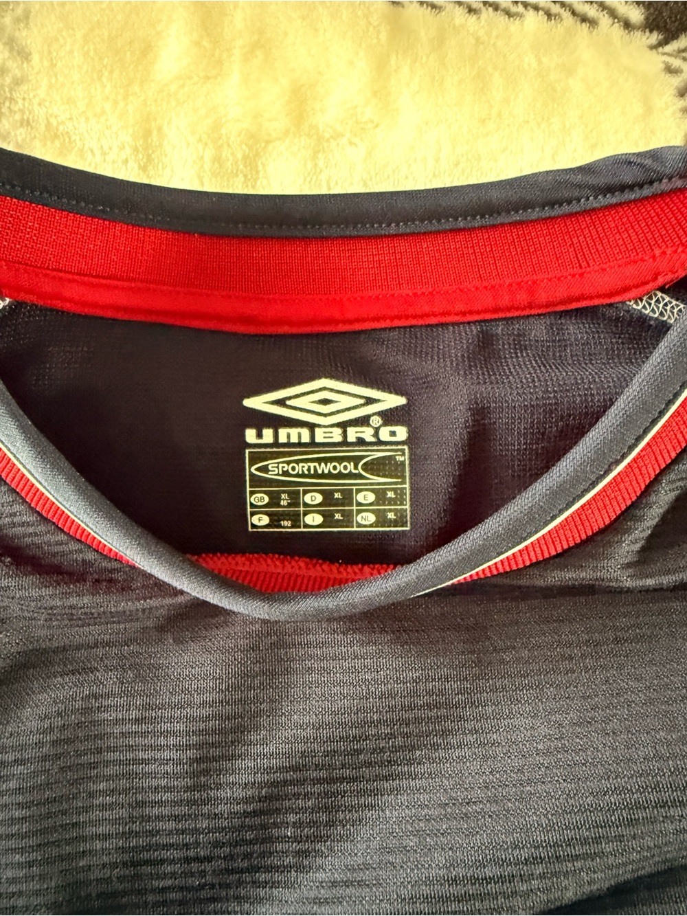 Umbro Navy and Red Manchester United Vodafone 3rd Soccer Jersey - Picture 3 of 4